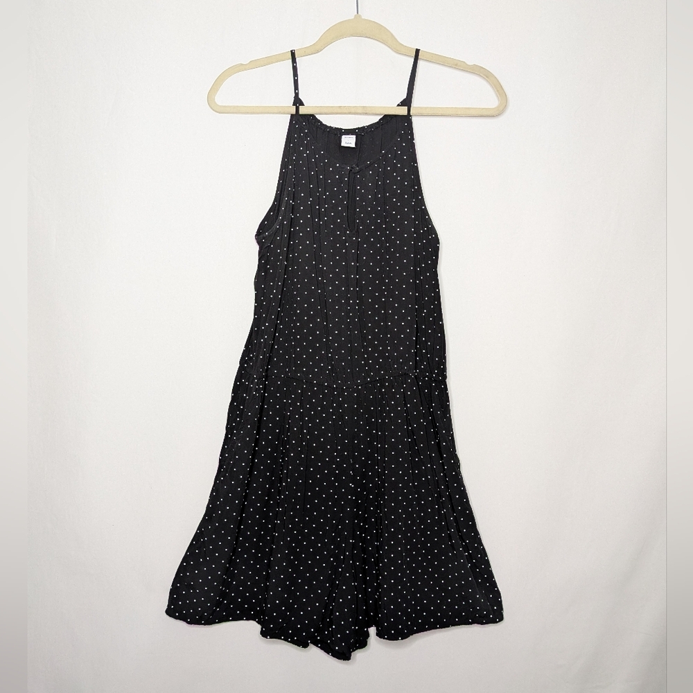 Old Navy Womens Black White Polka Dot Tank Wide Leg Capri Calf Length Romper L